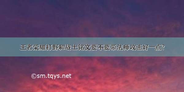 王者荣耀打野和战士铭文要不要带法师攻击好一点?