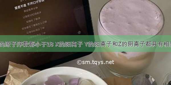 元素X Y Z的原子序数都小于18 X的阳离子 Y的阳离子和Z的阴离子都具有相同的电子层