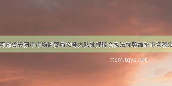 河南省安阳市市场监管局文峰大队发挥综合执法优势维护市场稳定