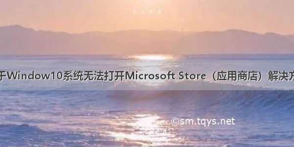 关于Window10系统无法打开Microsoft Store（应用商店）解决方案