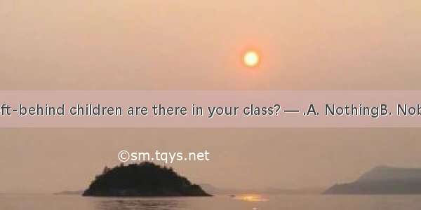 — How many left-behind children are there in your class? — .A. NothingB. NobodyC. NeitherD