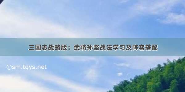 三国志战略版：武将孙坚战法学习及阵容搭配