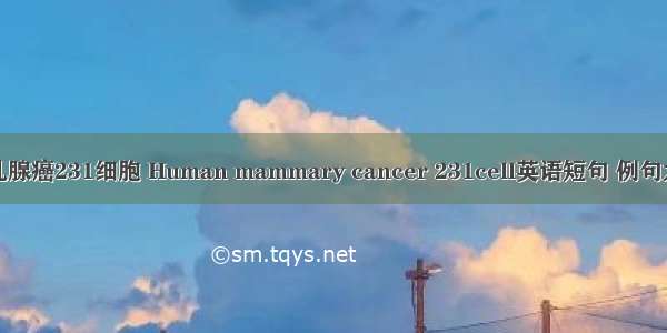人乳腺癌231细胞 Human mammary cancer 231cell英语短句 例句大全