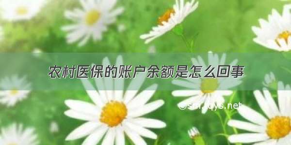 农村医保的账户余额是怎么回事