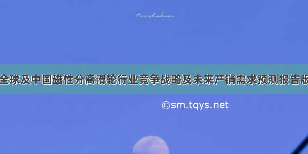 全球及中国磁性分离滑轮行业竞争战略及未来产销需求预测报告版