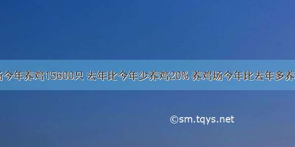 一个养鸡场今年养鸡15600只 去年比今年少养鸡20% 养鸡场今年比去年多养鸡多少只？