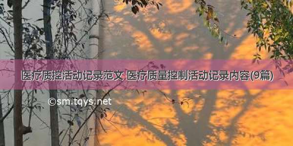 医疗质控活动记录范文 医疗质量控制活动记录内容(9篇)