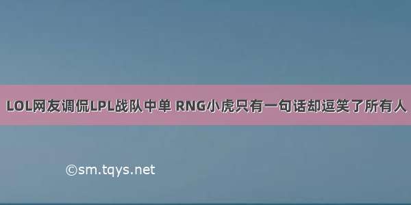 LOL网友调侃LPL战队中单 RNG小虎只有一句话却逗笑了所有人