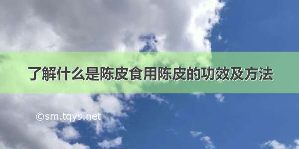 了解什么是陈皮食用陈皮的功效及方法