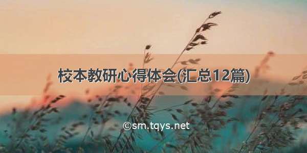 校本教研心得体会(汇总12篇)