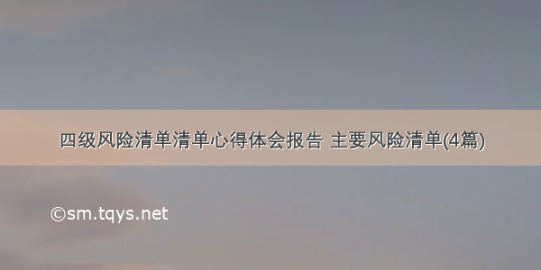 四级风险清单清单心得体会报告 主要风险清单(4篇)