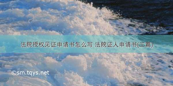 法院授权见证申请书怎么写 法院证人申请书(三篇)