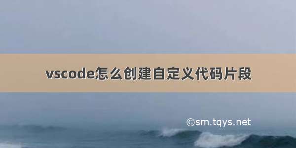 vscode怎么创建自定义代码片段