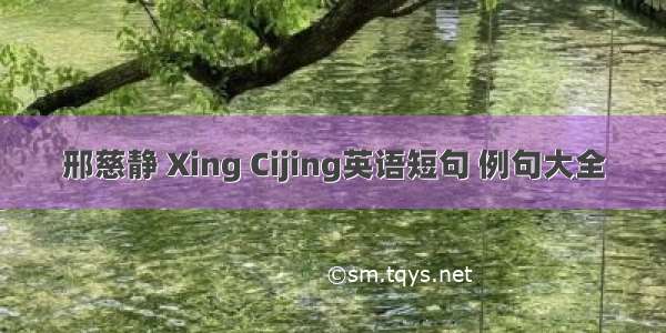 邢慈静 Xing Cijing英语短句 例句大全