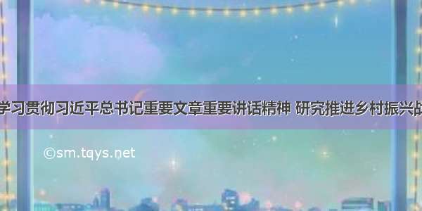 邵阳：传达学习贯彻习近平总书记重要文章重要讲话精神 研究推进乡村振兴战略实绩考核