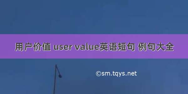 用户价值 user value英语短句 例句大全