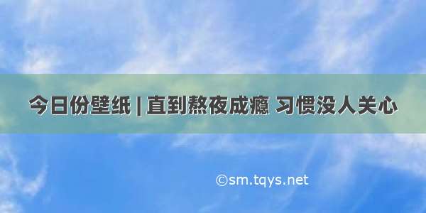 今日份壁纸 | 直到熬夜成瘾 习惯没人关心