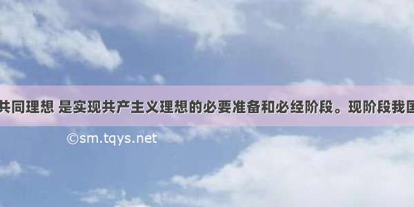 单选题实现共同理想 是实现共产主义理想的必要准备和必经阶段。现阶段我国各族人民的