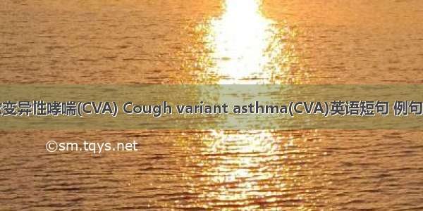 咳嗽变异性哮喘(CVA) Cough variant asthma(CVA)英语短句 例句大全