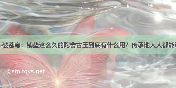 斗破苍穹：铺垫这么久的陀舍古玉到底有什么用？传承地人人都能进