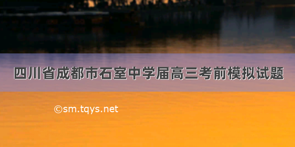 四川省成都市石室中学届高三考前模拟试题