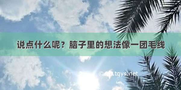 说点什么呢？脑子里的想法像一团毛线