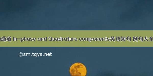 I Q通道 In-phase and Quadrature components英语短句 例句大全