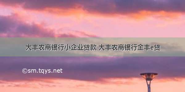 大丰农商银行小企业贷款 大丰农商银行金丰e贷