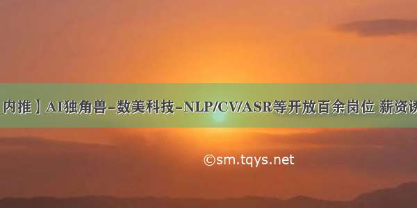 【内推】AI独角兽-数美科技-NLP/CV/ASR等开放百余岗位 薪资诱人