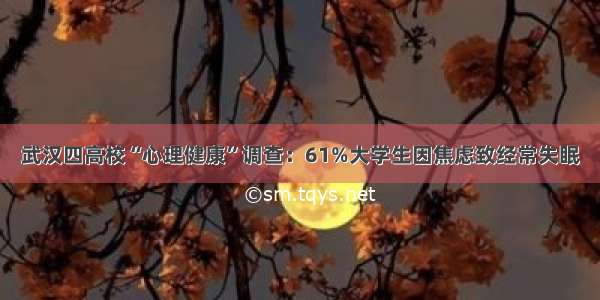 武汉四高校“心理健康”调查：61%大学生因焦虑致经常失眠