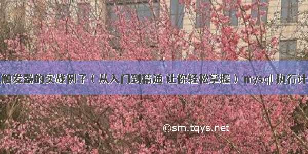 MySQL触发器的实战例子（从入门到精通 让你轻松掌握） mysql 执行计划详解