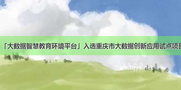 「大数据智慧教育环境平台」入选重庆市大数据创新应用试点项目