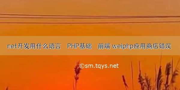 net开发用什么语言 – PHP基础 – 前端 weiphp应用商店错误