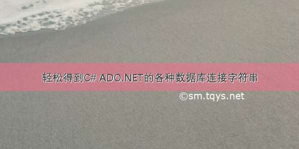 轻松得到C# ADO.NET的各种数据库连接字符串