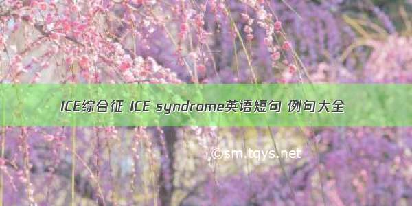 ICE综合征 ICE syndrome英语短句 例句大全