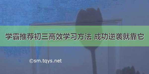 学霸推荐初三高效学习方法 成功逆袭就靠它