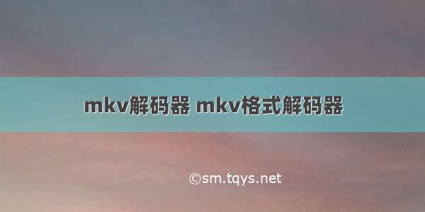 mkv解码器 mkv格式解码器