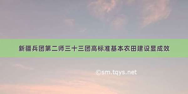 新疆兵团第二师三十三团高标准基本农田建设显成效