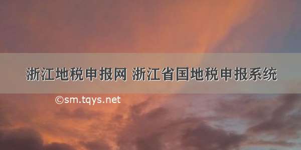 浙江地税申报网 浙江省国地税申报系统