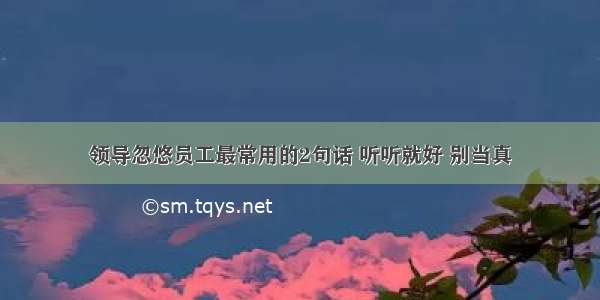 领导忽悠员工最常用的2句话 听听就好 别当真