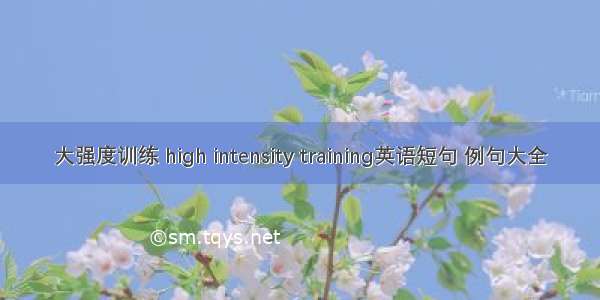 大强度训练 high intensity training英语短句 例句大全