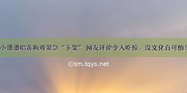 小潘潘唱黄梅戏紧急“下架” 网友评论令人吃惊。没文化真可怕！