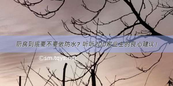 厨房到底要不要做防水？听听200家业主的良心建议！