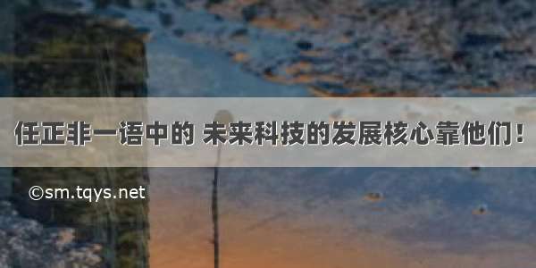 任正非一语中的 未来科技的发展核心靠他们！