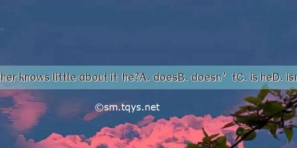 His father knows little about it  he?A. doesB. doesn’tC. is heD. isn’t