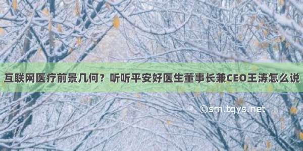 互联网医疗前景几何？听听平安好医生董事长兼CEO王涛怎么说