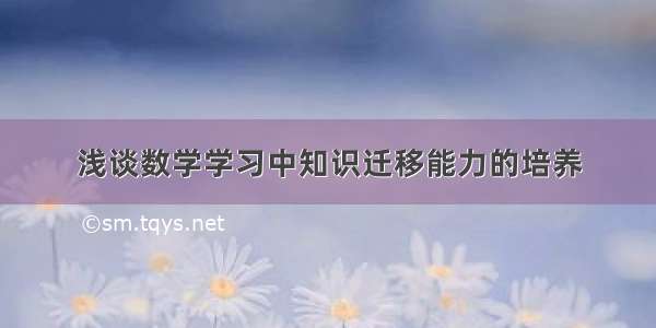 浅谈数学学习中知识迁移能力的培养