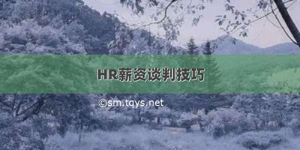 HR薪资谈判技巧