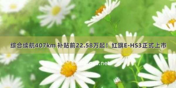 综合续航407km 补贴前22.58万起！红旗E-HS3正式上市