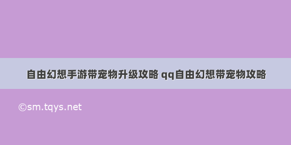 自由幻想手游带宠物升级攻略 qq自由幻想带宠物攻略